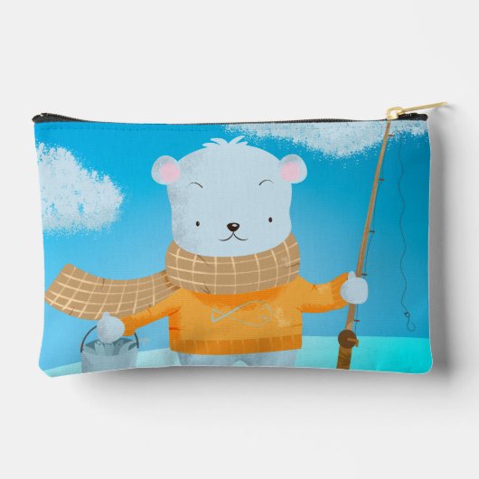 Schattige Polar Beer Kind Potlood Pouch met Naam Etui (Achterkant)