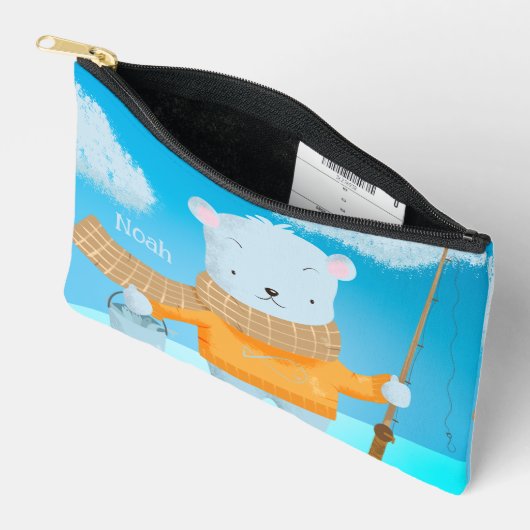 Schattige Polar Beer Kind Potlood Pouch met Naam Etui (Open)