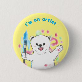 Schattige Polar beer Kleurrijke Fun Artist Art Gee Ronde Button 5,7 Cm