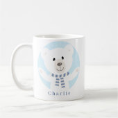 Schattige Polar Beer met Blue Scarf Christmas Koffiemok (Links)
