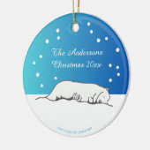 Schattige Polar Beer met de hand getekend originee Keramisch Ornament (Links)