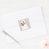 Schattige Polar Beer met Red Bow Rustic Holiday Vierkante Sticker (Envelop)
