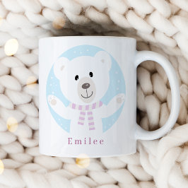 Schattige Polar Beer met roze sjaal kerst Koffiemok