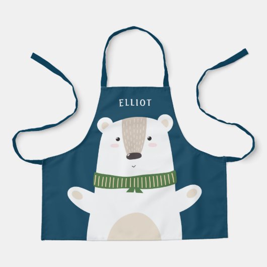 Schattige Polar Beer Modern Kinder Blauw Schort (Voorkant)