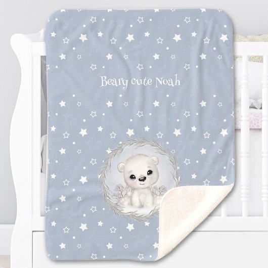 Schattige Polar Beer Naam Boy Blue Winter Warm Sherpa Deken