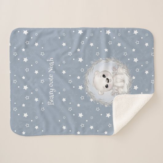 Schattige Polar Beer naam Warm Boy Winter Sherpa Deken (Voorkant (horizontaal))