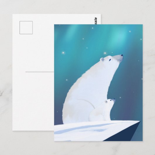 Schattige Polar Beer Noorderlicht Winter Briefkaart (Voorkant / Achterkant)