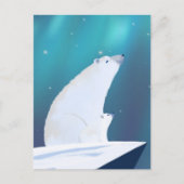 Schattige Polar Beer Noorderlicht Winter Briefkaart (Voorkant)