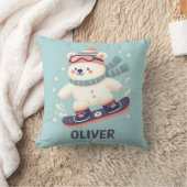 Schattige Polar Beer op een Snowboard gepersonalis Kussen (Deken)