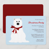 Schattige Polar Beer op Ice Blue Christmas Party Kaart (Voorkant / Achterkant)