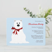 Schattige Polar Beer op Ice Blue Christmas Party Kaart (Staand voorkant)