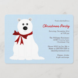 Schattige Polar Beer op Ice Blue Christmas Party Kaart