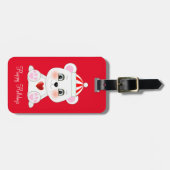 Schattige Polar Beer op rood Bagagelabel (Voorkant horizontaal)