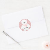 Schattige Polar Beer op Roze, Naam toevoegen Ronde Sticker (Envelop)