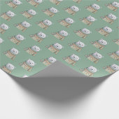 Schattige Polar Beer op Sage Green Christmas Patte Cadeaupapier (Hoek)