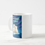 Schattige Polar Beer paar onder het noorderlicht - Koffiemok (Voorkant links)