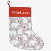 Schattige Polar Beer Patroon Gepersonaliseerd Kleine Kerstsok (Voorkant)