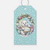 Schattige Polar Beer Personaliseer tekst Kerst Cadeaulabel (Voorkant)