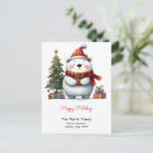 Schattige Polar Beer Prettige feestdagen met kerst Briefkaart (Staand voorkant)