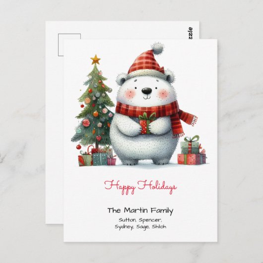 Schattige Polar Beer Prettige feestdagen met kerst Briefkaart (Voorkant / Achterkant)