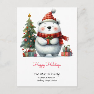 Schattige Polar Beer Prettige feestdagen met kerst Briefkaart