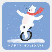 SCHATTIGE Polar Beer PRETTIGE FEESTDAGEN Vierkante Sticker (Voorkant)