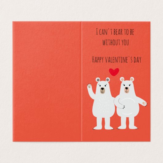 schattige Polar beer Pun Valentijnsdag kaart (Buitenkant ongevouwen)