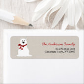 Schattige Polar Beer Rode Bow Kerstmis Adreslabel Etiket (Insitu)
