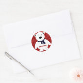 Schattige Polar Beer, RW&B, Naam toevoegen Ronde Sticker (Envelop)