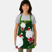 Schattige Polar Beer Santa Green Vrolijk kerstfees Schort (Insitu)