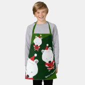 Schattige Polar Beer Santa Green Vrolijk kerstfees Schort (Gedragen)