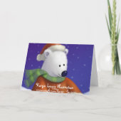 Schattige Polar Beer Santa Wenskaarten Feestdagen Kaart (Achterkant)