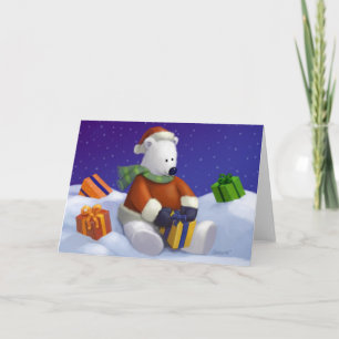 Schattige Polar Beer Santa Wenskaarten Feestdagen Kaart