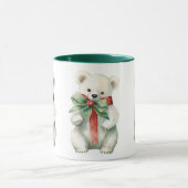 Schattige Polar Beer Waterverf Rood Groen Mok (Midden)