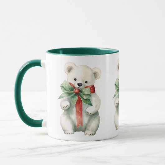 Schattige Polar Beer Waterverf Rood Groen Mok (Links)