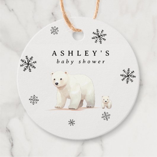 Schattige Polar Beer Winter Baby shower Bedankjes Labels (Voorkant)
