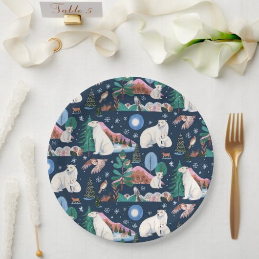 Schattige Polar Beer Winter Baby shower Papieren Bordje (Huwelijk)