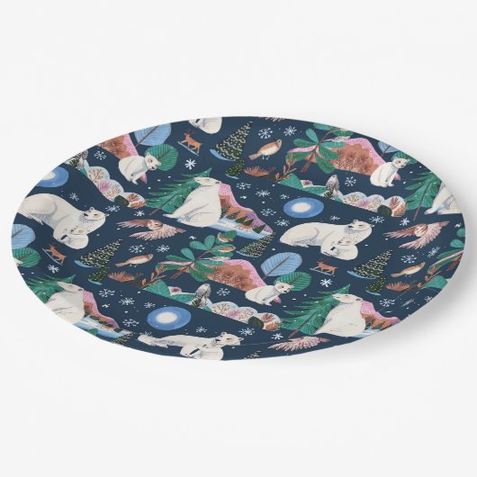 Schattige Polar Beer Winter Baby shower Papieren Bordje (Gekanteld)