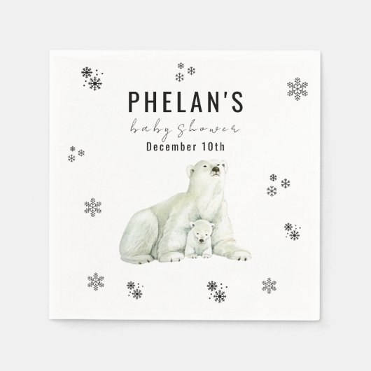 Schattige Polar Beer Winter Baby shower Servet (Voorkant)
