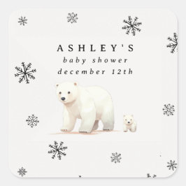Schattige Polar Beer Winter Baby shower Vierkante Sticker