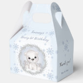 Schattige Polar Beer Winter Blauw 1e Verjaardag Gr Bedankdoosjes (Voorkant)