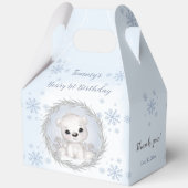Schattige Polar Beer Winter Blauw 1e Verjaardag Gr Bedankdoosjes (Achterkant)
