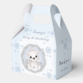 Schattige Polar Beer Winter Blauw 1e Verjaardag Me Bedankdoosjes (Achterkant)