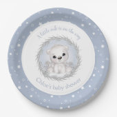 Schattige Polar Beer Winter Boy Baby shower Papieren Bordje (Voorkant)