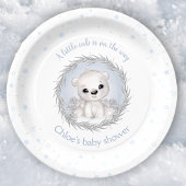 Schattige Polar Beer Winter Boy Baby shower Wit Papieren Bordje