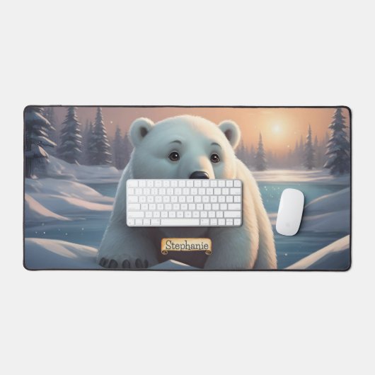 Schattige Polar Beer Winter Cartoon Bureaumat (Keyboard & Muis)