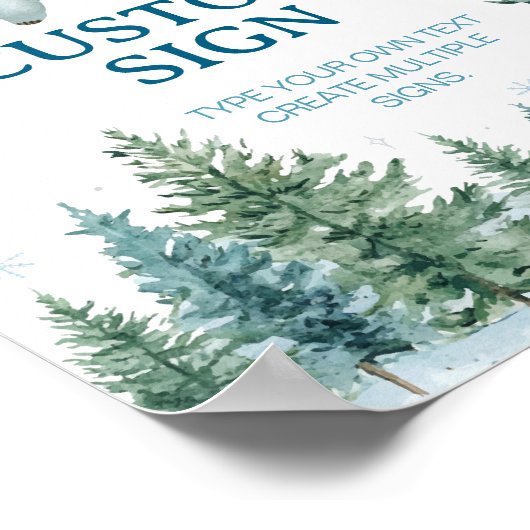 Schattige Polar Beer Winter Verjaardag Custom Sign Poster (Hoek)