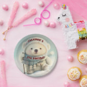 Schattige Polar Beer Winter Wonderland Skiën Sneeu Papieren Bordje (Feest)