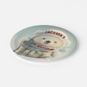 Schattige Polar Beer Winter Wonderland Skiën Sneeu Papieren Bordje (Gekanteld)