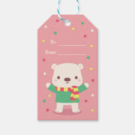 Schattige Polar Beer Wintersjaal en trui Vakantie Cadeaulabel